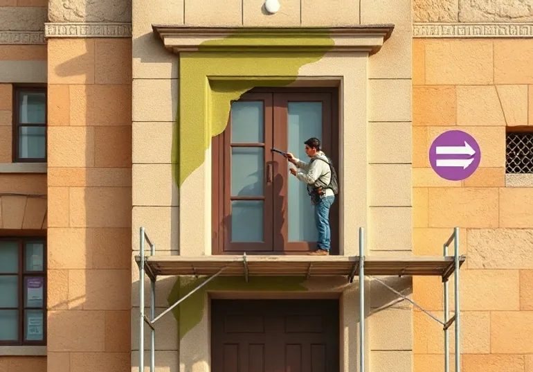 Ravalement de façade en pierre, nettoyage et application d'enduit